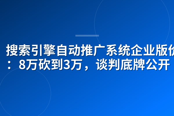 搜索引擎自动推广系统企业版价格:8万砍到3万,谈判底牌公开